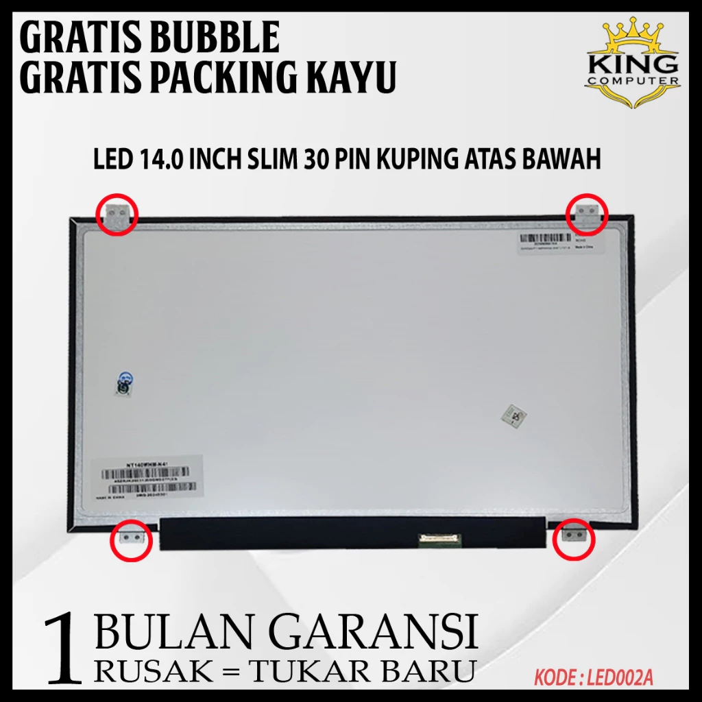 LCD LED LAPTOP 14 INCH CONNECTOR 30 PIN SLIM