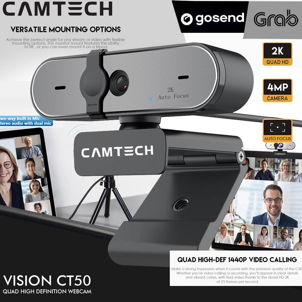 Jual CAMTECH Webcam 2K 4MP CT5 QHD 144P With Auto Focus Auto White ...