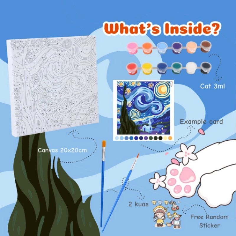 Jual Paint By Numbers 20x20cm - Starry Night - Painting KIT DIY ...