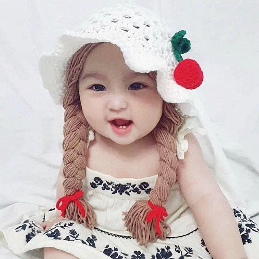 Jual Topi Kupluk Renda Bayi Kepang Rambut / Baby Hat wig / kupluk WIG ...