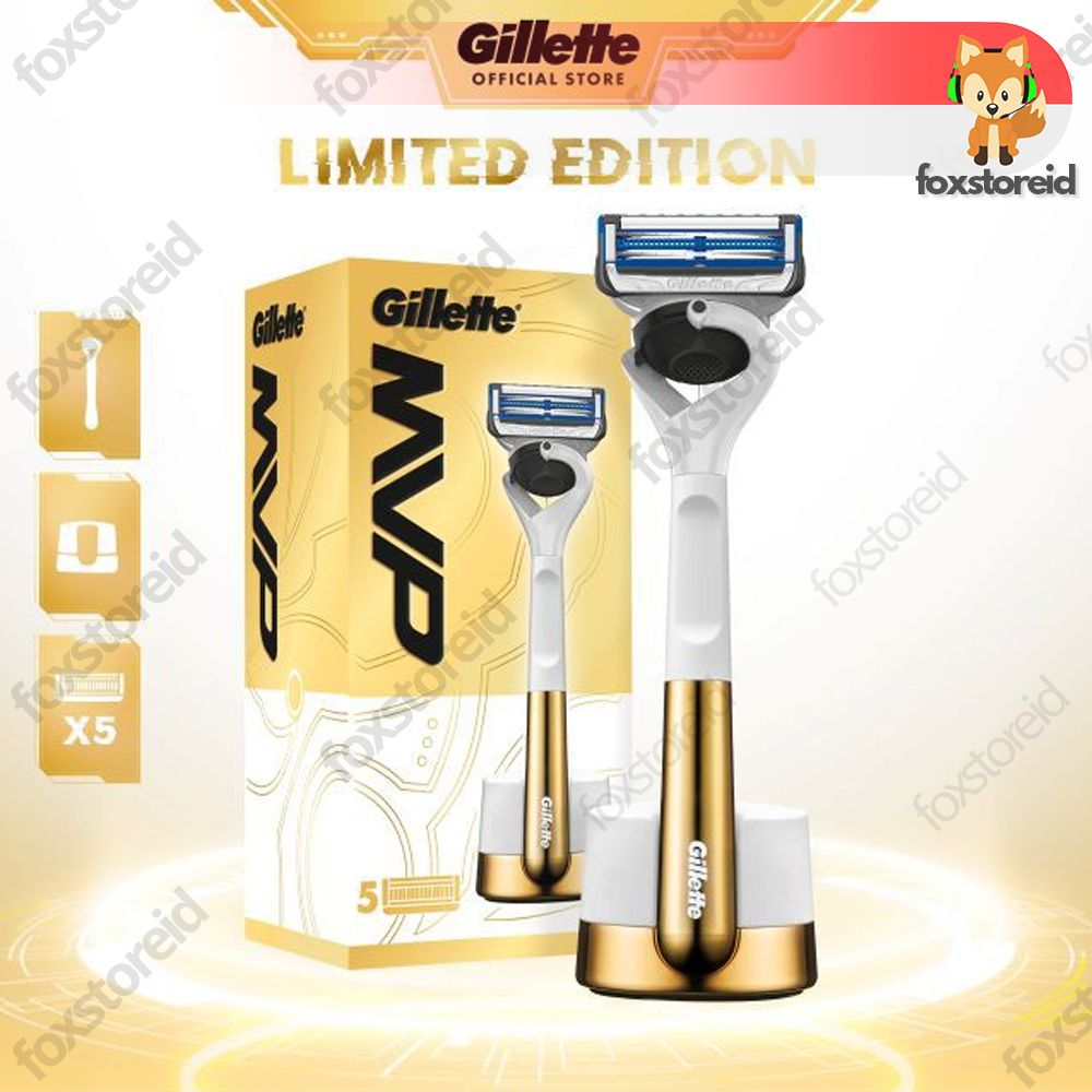 Jual GILLETTE MVP Razor Limited Edition Set + 5 Blades + 1 Stand ...