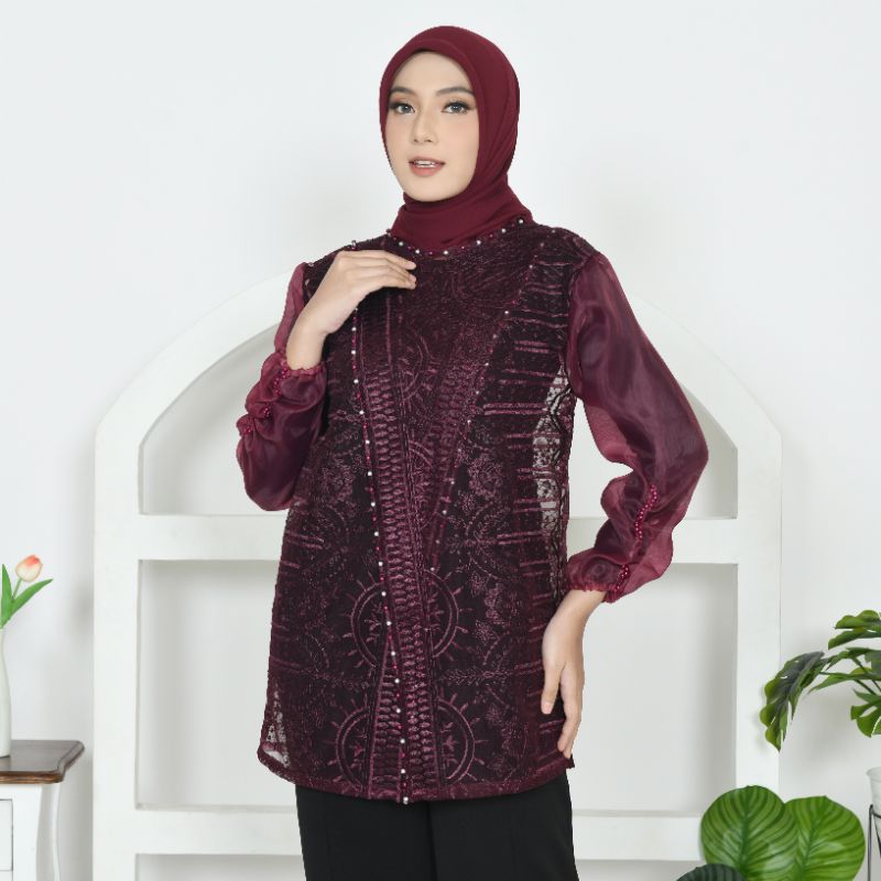 Jual Jiza Outer Brookat Organza Silang full payet /Tunic/ Kondangan ...