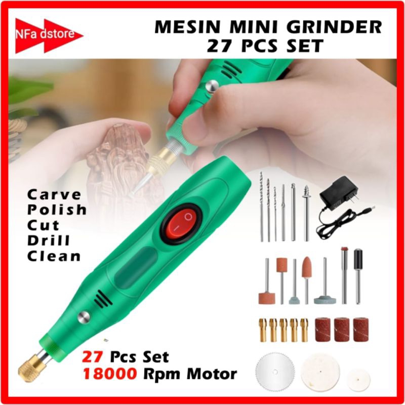 Jual Bor Mini 12V 27 PCS DC 15000 RPM Mini Drill Electric Engraver ...