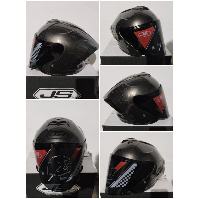 Jual Helm js armor warna gunmet glosy | Shopee Indonesia