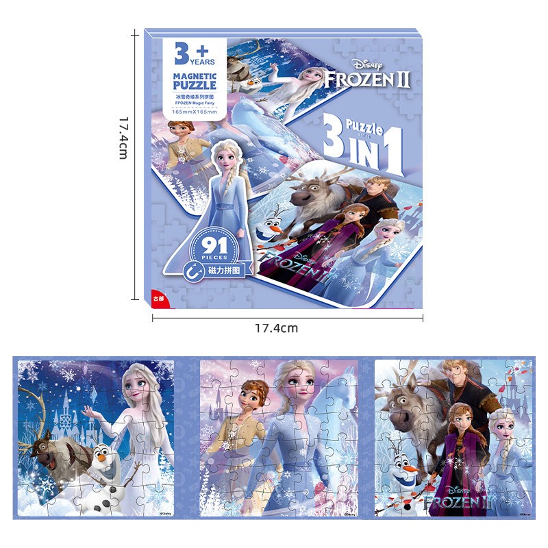 Jual Disney Frozen Puzzle Magnetic 3 in 1 Elsa Ana Buku Puzzle Anak ...