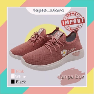 Sneakers Wanita Motif Bunga Sepatu Tali Import Spatu Olahraga Running Cewek Terbaru(Tanpa Box)