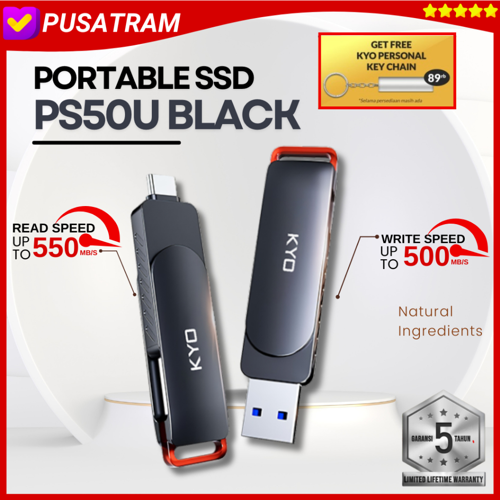 Jual KYO PS50U 256GB Portable SSD USB 3.2 TYPE C External SSD Eksternal ...