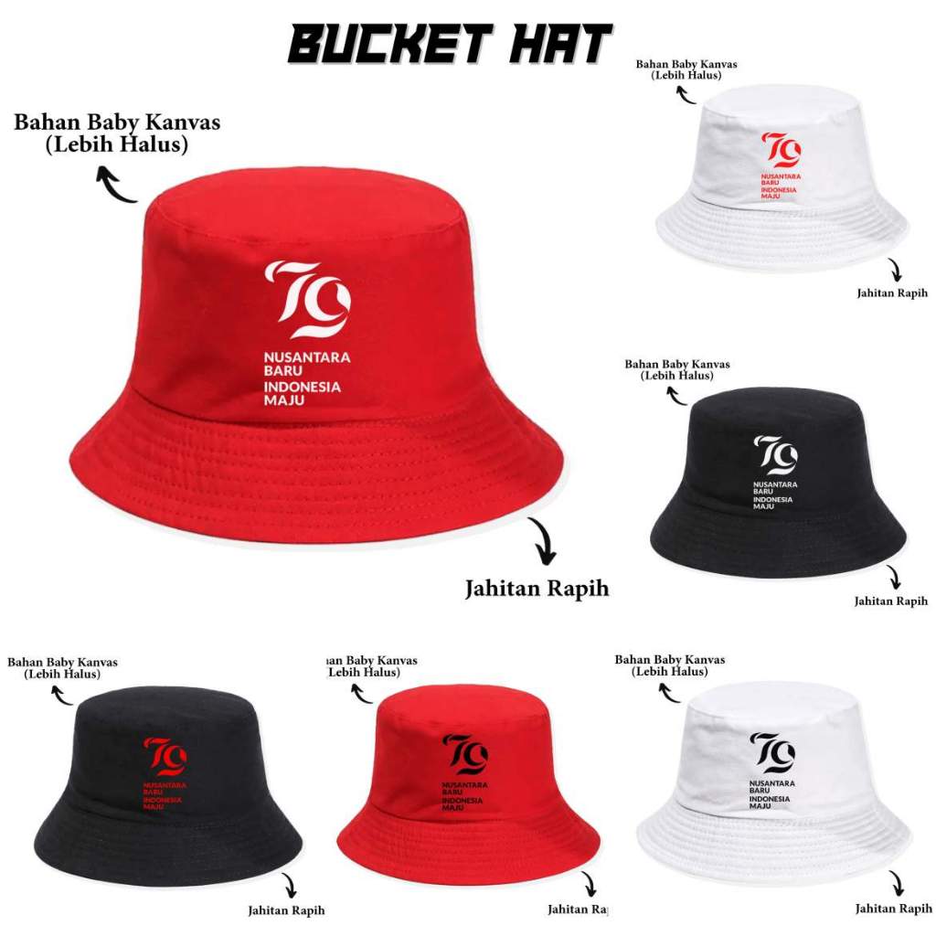 Jual Topi Bucket Hat Cap Distro 79 TAHUN indonesia 17 AGUSTUS hari ...