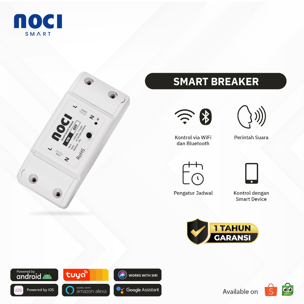 Jual Noci Smart Breaker ON OFF Switch IoT Home Automation Wireless WiFi ...