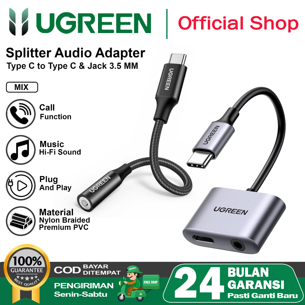 Jual Ugreen Converter Splitter Type C To Jack Mm Charging Music