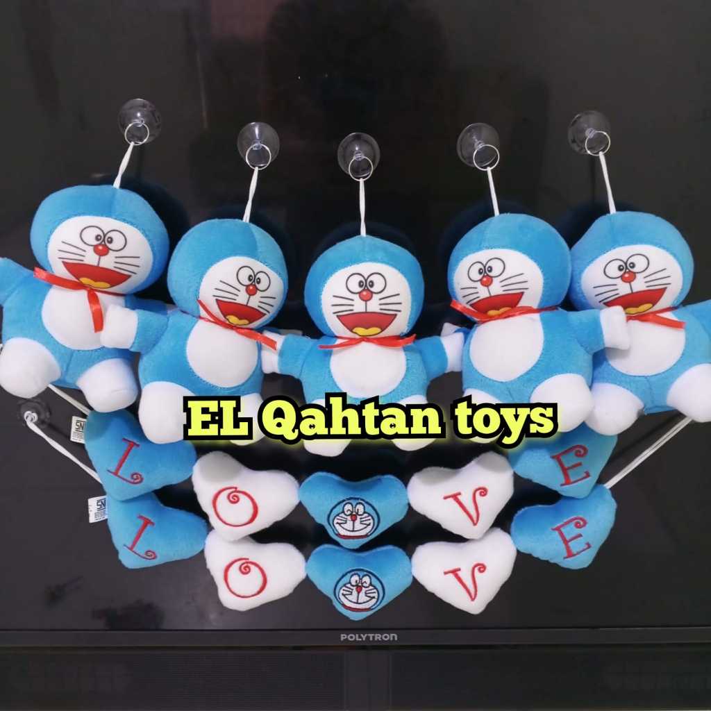 boneka doraemon hiasan kaca mobil paket dan renceng gratis tempelan kaca
