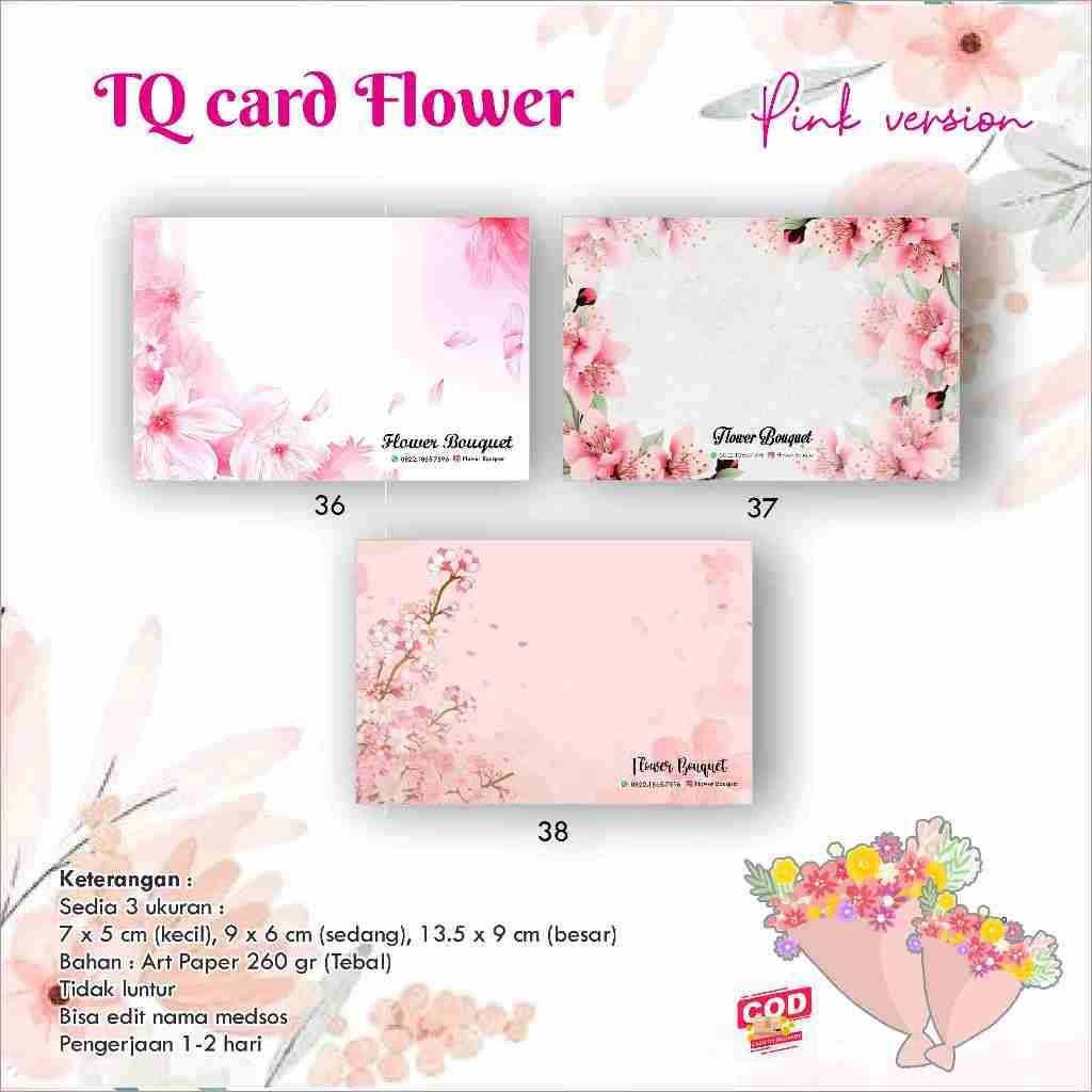 Jual [40 pcs] TQ Card Flower / Bunga / Thank You Card / Kartu Ucapan ...