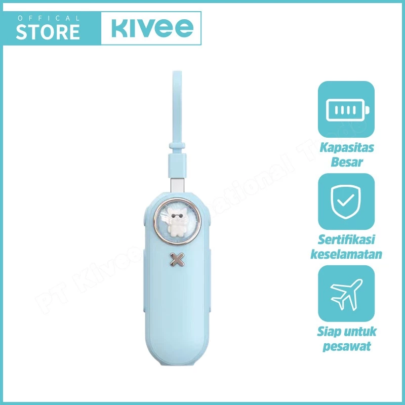 KIVEE Powerbank iphone mini portabel With kabel data Type C Lightning Fast charging 5000 mAh lucu