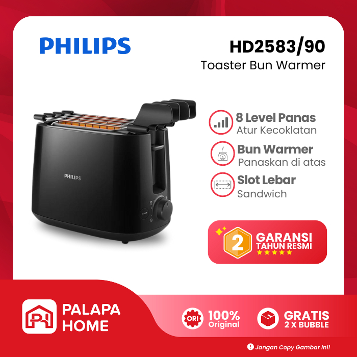 Jual Philips Toaster HD2583/90 Bun Warmer Rack | Sandwich Bread Toster ...