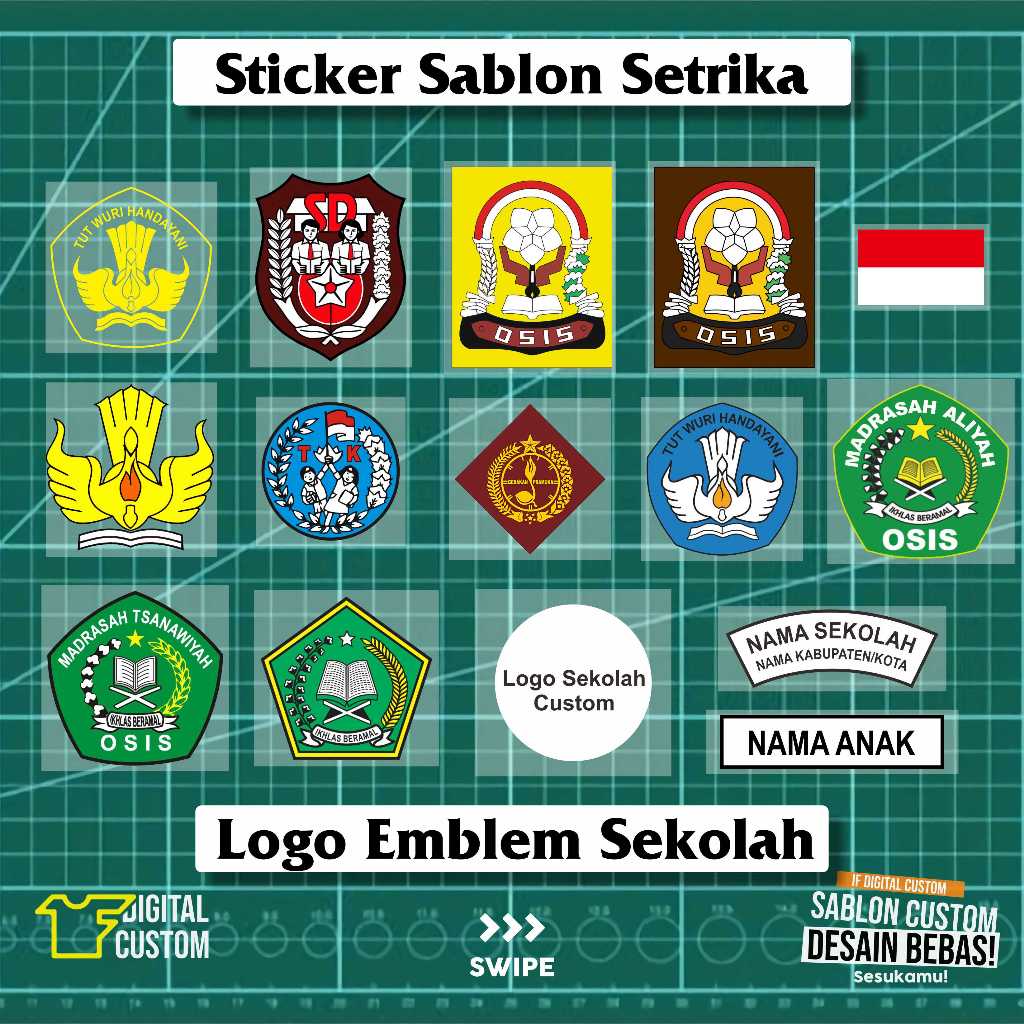 Jual Stiker Kain Sticker Sablon Setrika Dtf Logo Emblem Bet Sekolah Tk Sd Smp Sma Madrasah Mi