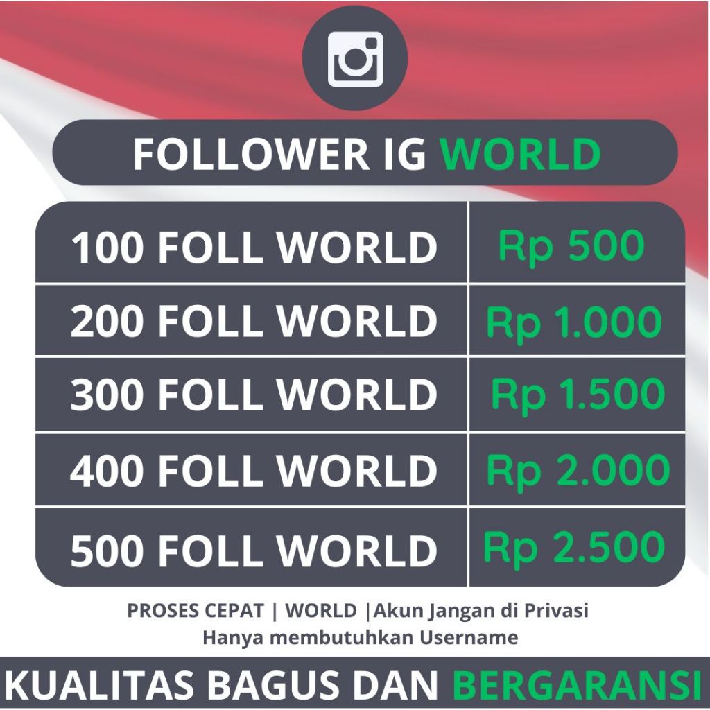 Jual FOLLOWERS INSTAGRAM WORLD GARANSI REFILL Shopee Indonesia