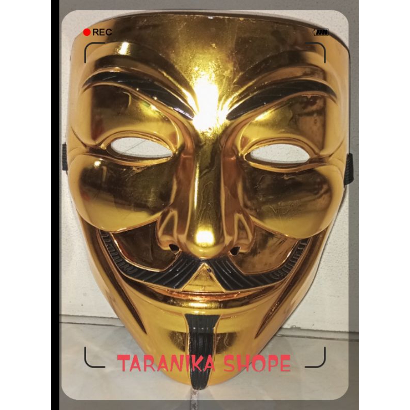 Jual topeng hacker limited edition warna gold berkilau | Shopee Indonesia