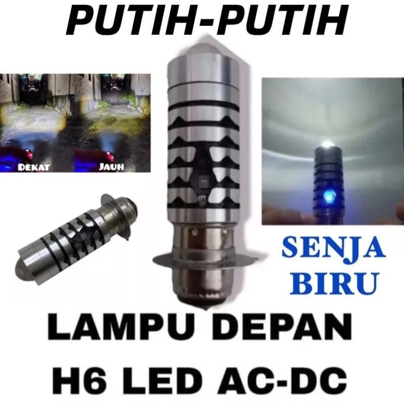 Lampu Utama LED H6 Laser Plus Senja Biru Jauh Dekat Putih Kuning