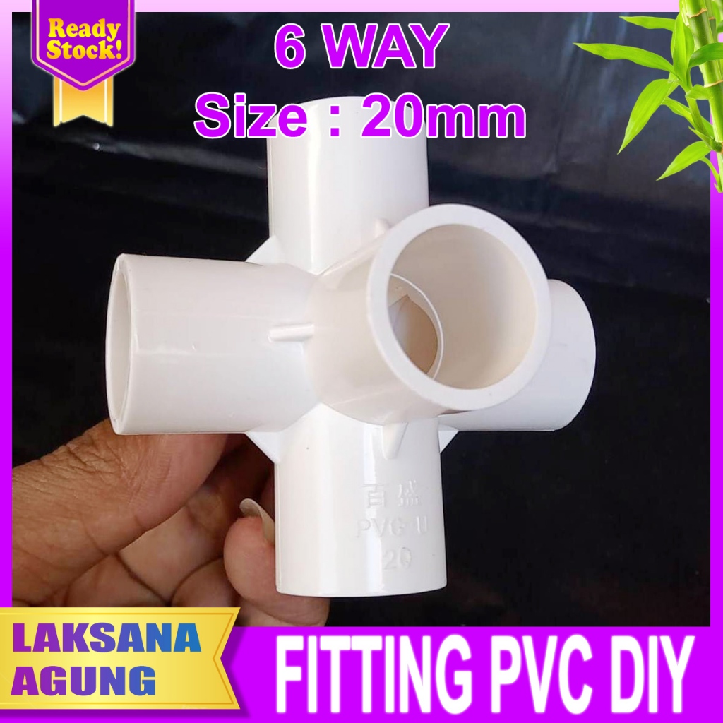Jual 6 WAY Sambungan Fitting pipa Pvc 20mm, 25mm ,1 inch, 6 Arah ...