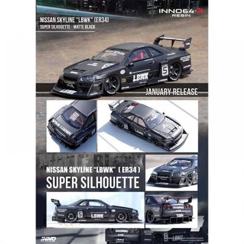 Jual Inno64 Resin Nissan Skyline R34 LBWK Black Matt | Shopee Indonesia