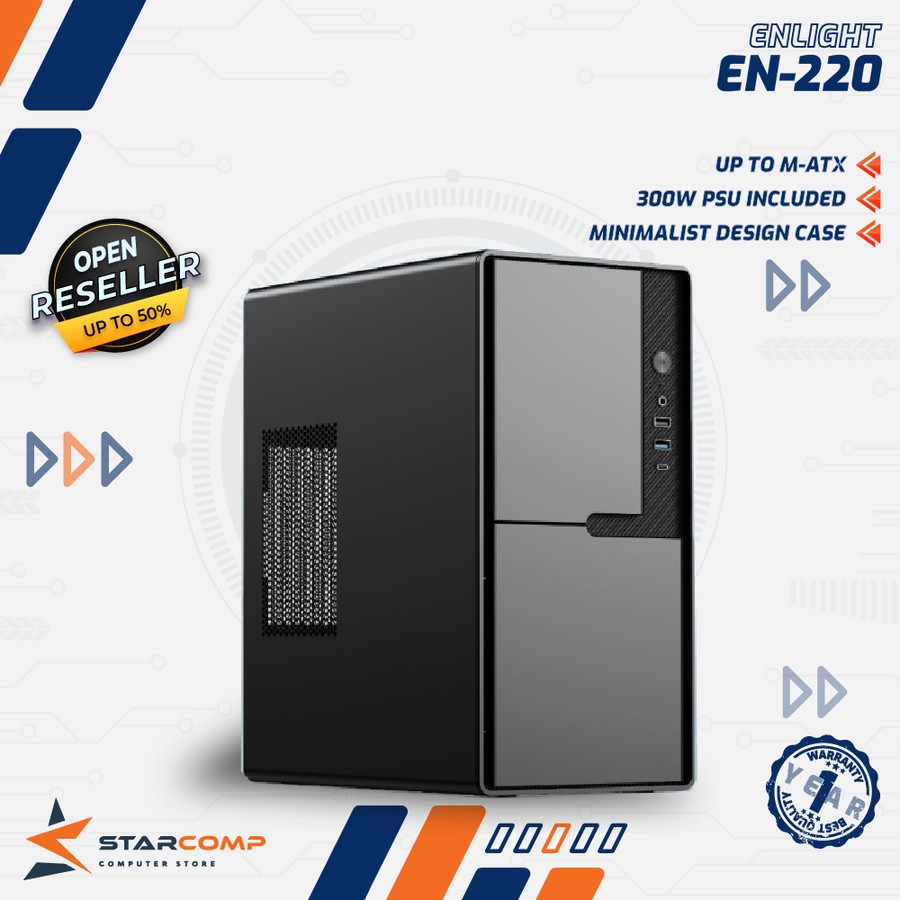 Jual ENLIGHT EN220 + PSU 300W mATX Casing PC Komputer EN 220- CASE CPU ...