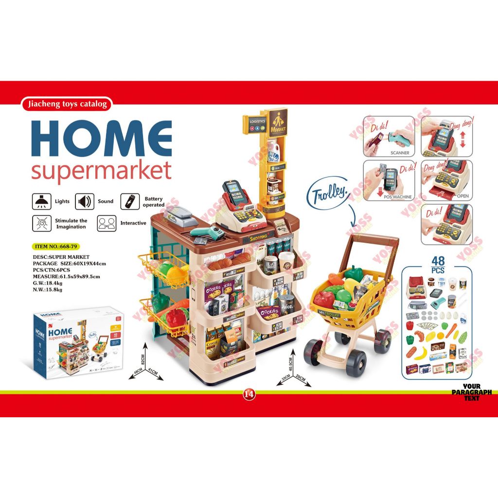 Jual Home Supermarket Mainan Anak Set Belanja Jualan Supermarket