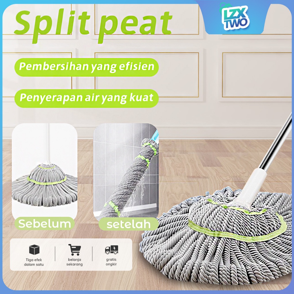 Jual Gm Bear Pel Lantai Putar Otomatis Twist Mop Microfiber Daya Serap Tinggi Lepas Pasang Kain