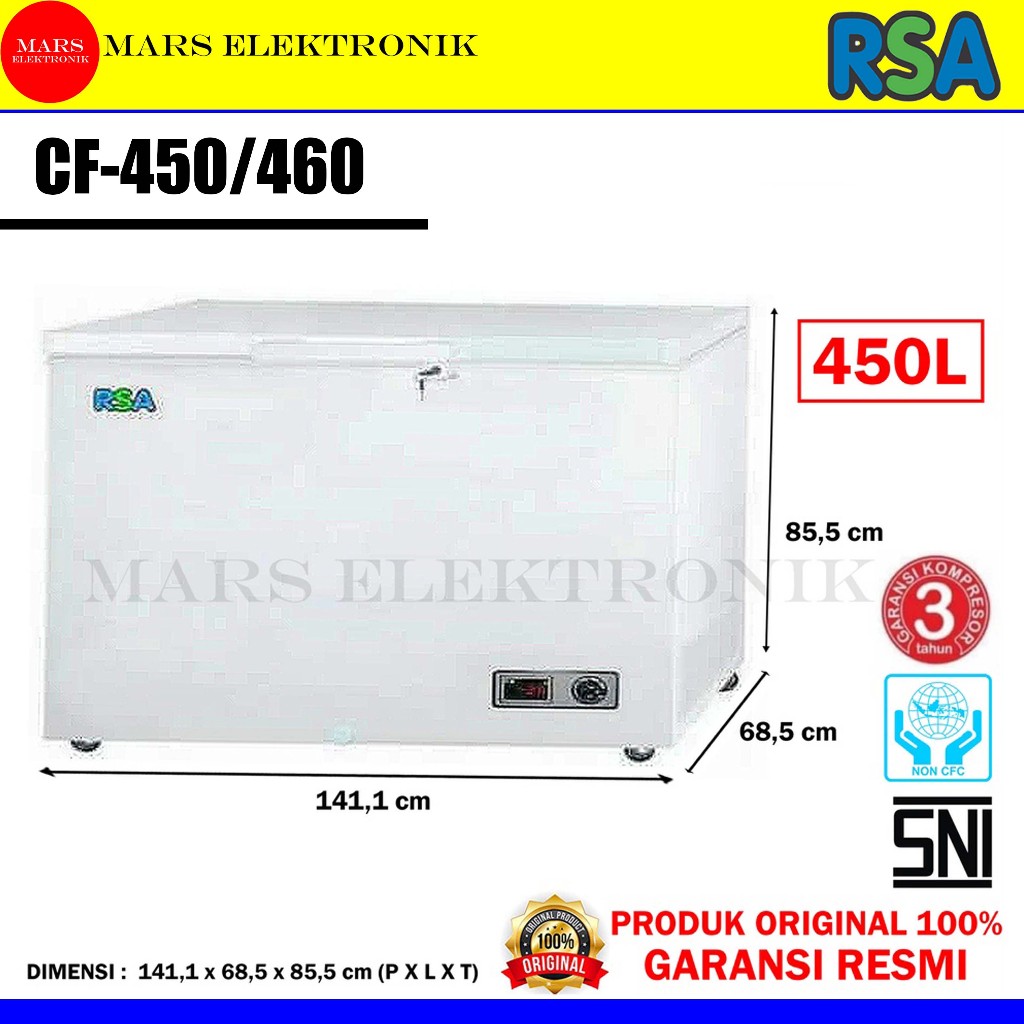 Jual CHEST FREEZER RSA CF-460 / CF-460 / KAPASITAS 450 LITER / CF 460 ...