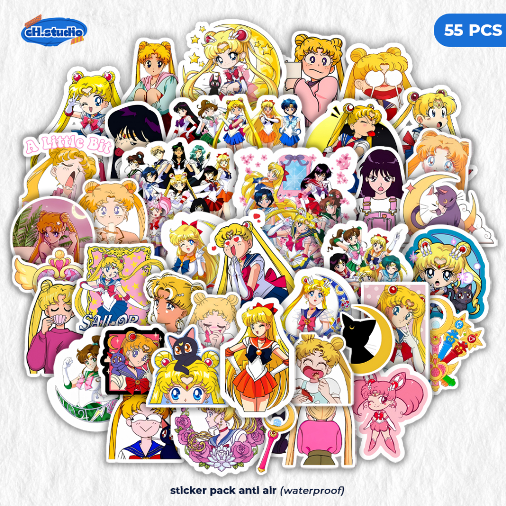 Jual Stiker Pack 55 PCS Anime SAILOR MOON Aesthetic Vinyl Tahan Air ...