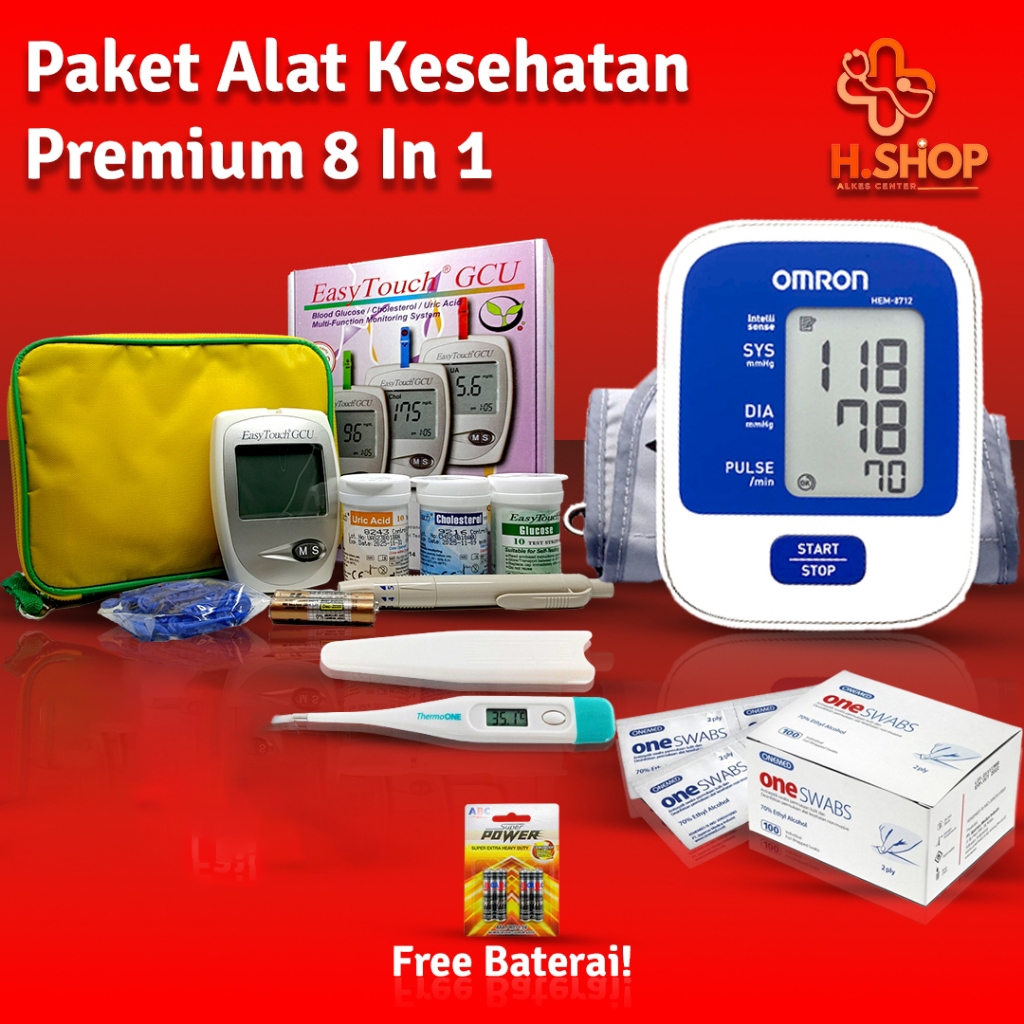 Jual 1 Paket Lengkap Alat Kesehatan 5 In 1 Tensimeter Digital