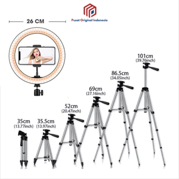 POI Ring Light 26cm Tripod 1 Meter Stand Hp Paket Komplit Vlog Make Up Live