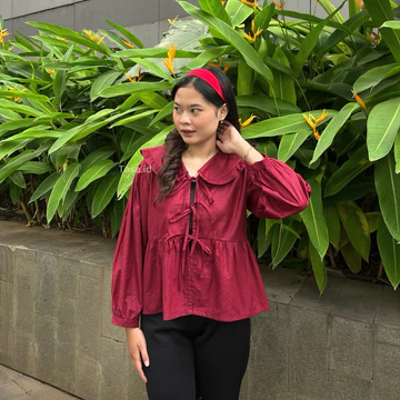 Tasa.Id Atasan Wanita Coquette Tangan Panjang Blouse Korea Ribbon Top Y2k Baju Tali