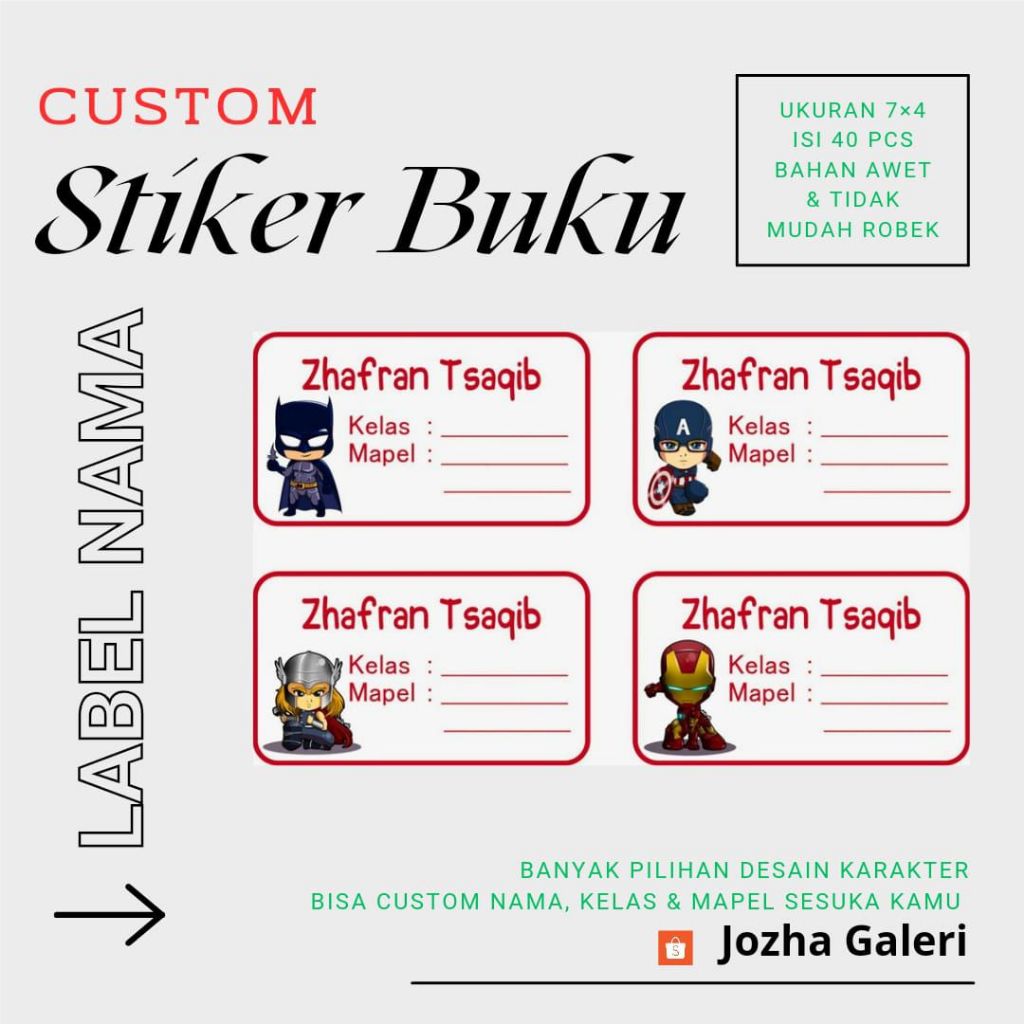 Jual SETIKER BUKU PELAJARAN CUSTOM / SETIKER MAPEL / SETIKER NAMA ...
