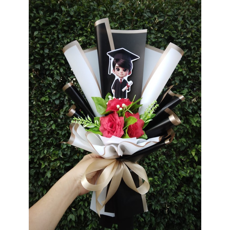 Jual BUKET BUNGA TOPPER WISUDA UK 25x40CM | Shopee Indonesia