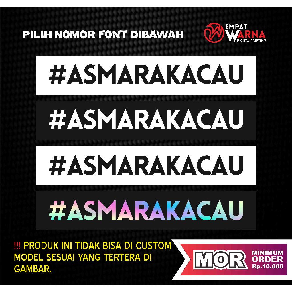 Jual Stiker Asmara Kacau / Sticker kata kata asmara kacau / Stiker ...