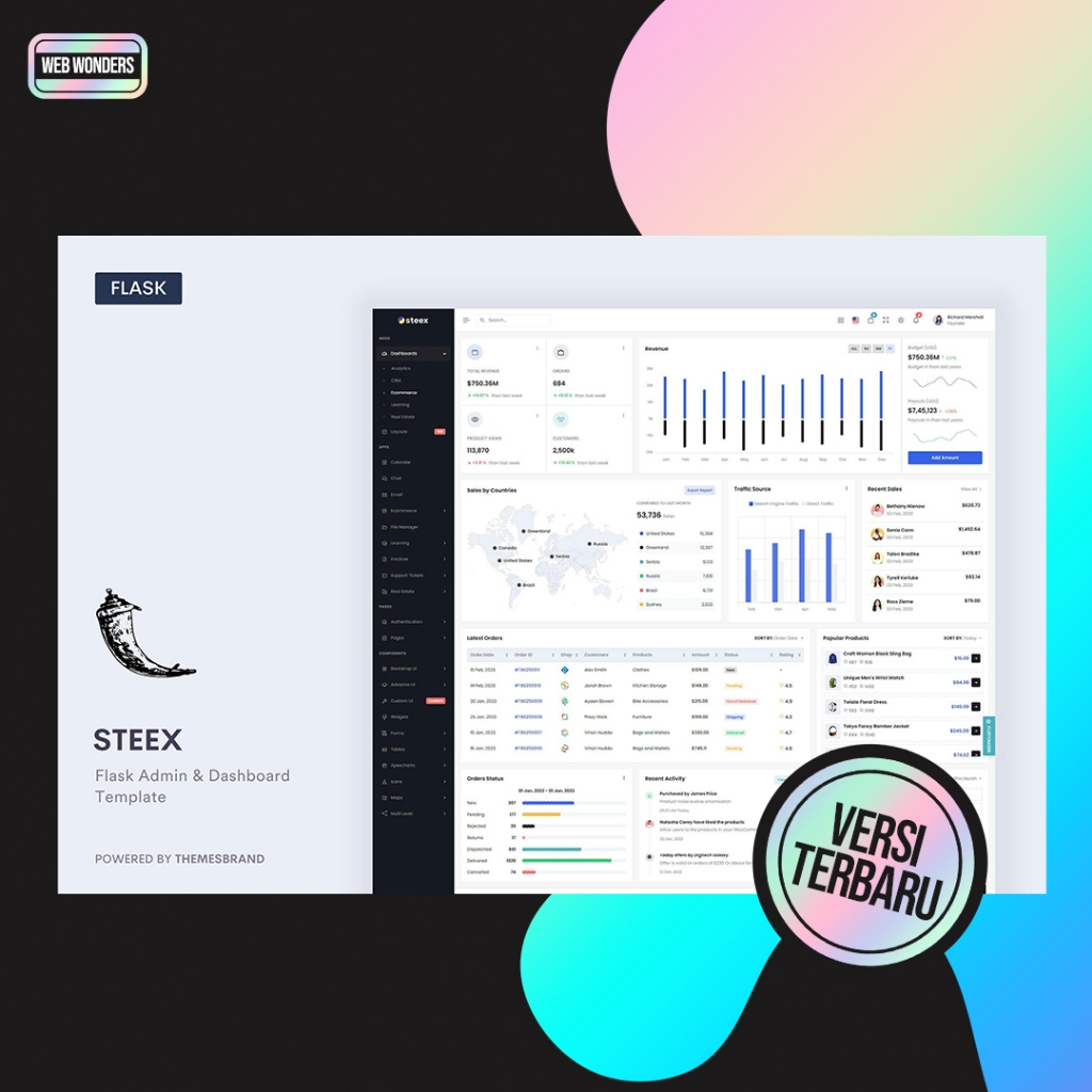 Jual Steex - Flask Admin & Dashboard Template | Shopee Indonesia