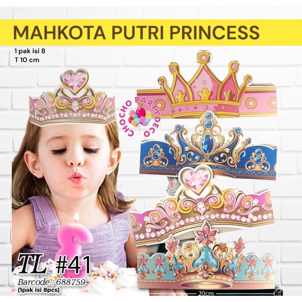 Jual Mahkota Ulang Tahun PUTRI PRINCESS Isi 8 / Topi Pesta Anak Putri ...