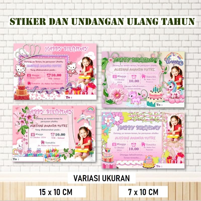 Jual Stiker Ulang Tahun/ Undangan Ultah Anak / Stiker dan Undangan ...