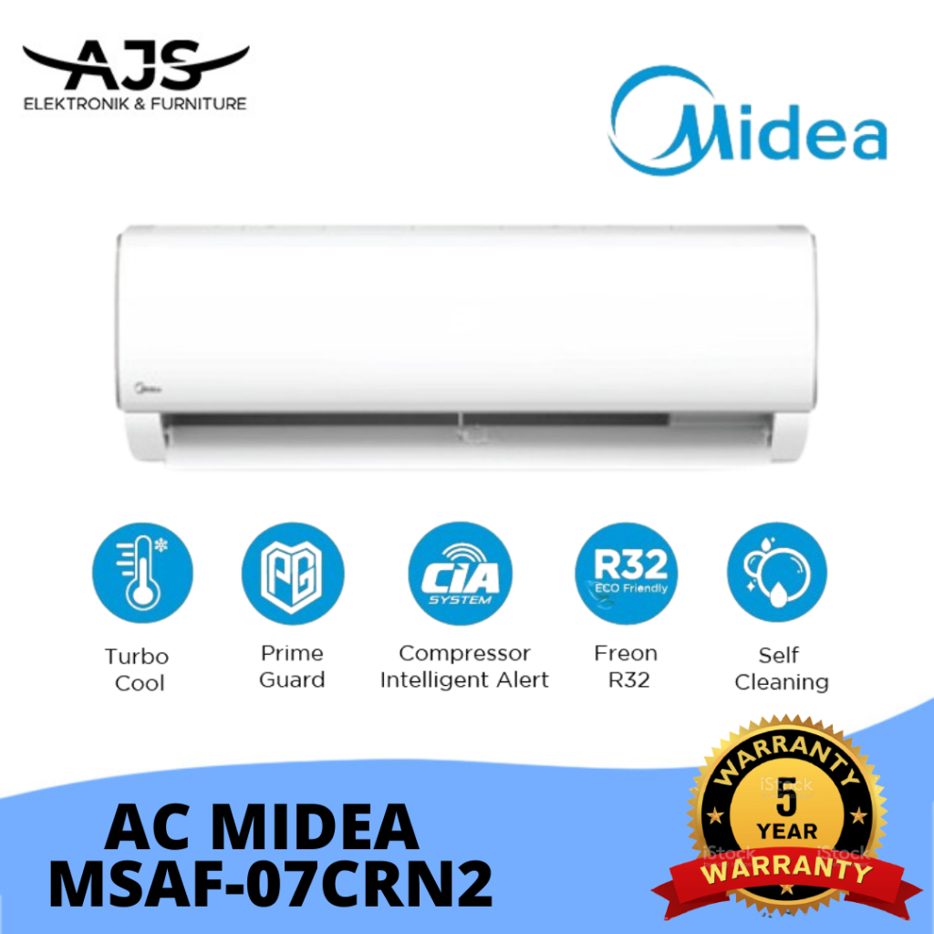Jual Midea AC Standard 3/4 PK ( 0.75 PK ) R32 Series MSAF-07CRN2 ...