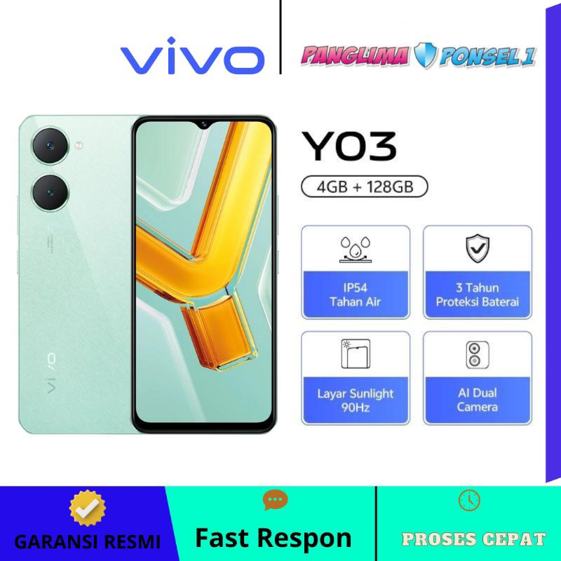 Jual Vivo Y03 4/128 IP54 Anti Air ram up To 8GB Garansi Resmi | Shopee ...