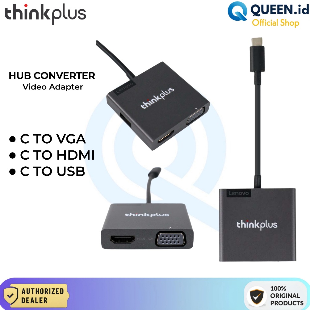 Jual KODE K4H7 Lenovo ThinkPlus Adapter Converter USB TYPE C TO VGA ...