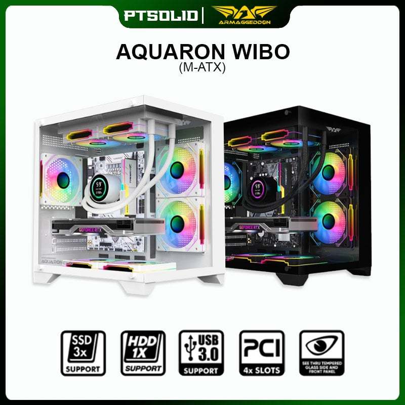 Jual Casing Gaming Armaggeddon Aquaron Wibo M-ATX Front Panel and Side ...
