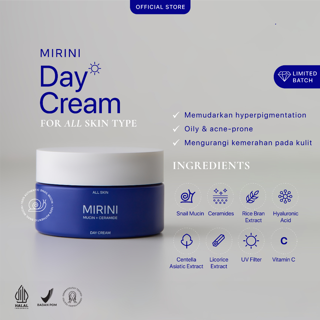 Jual MIRINI Day Moisturizer - Snail Mucin dan Ceramides Pelembab Wajah ...