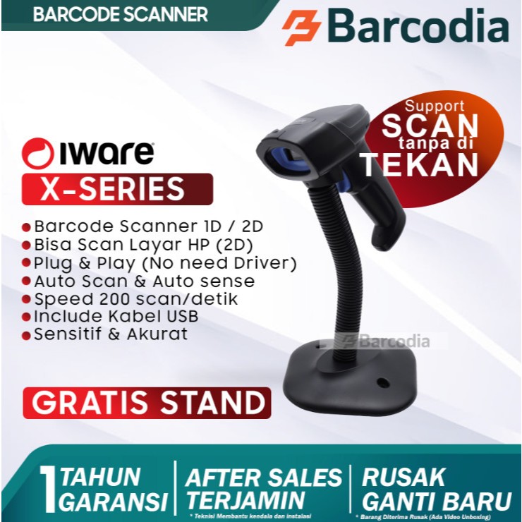 Jual Barcodia Barcode Scanner Usb Bluetooth Wireless 1D / 2D Auto Scan ...