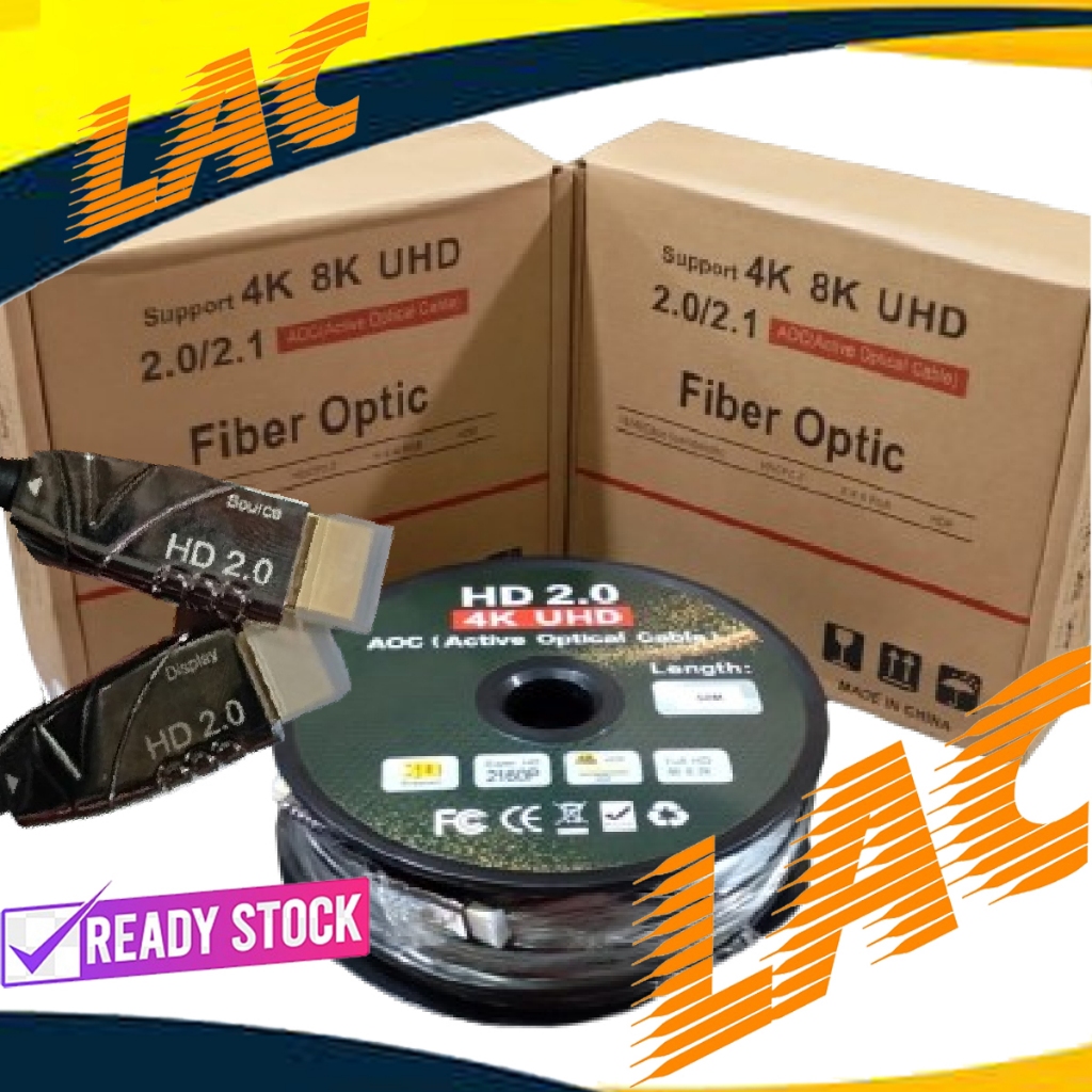 Jual Kabel HDMI Active Optical Fiber Optic V2.0 4K AOC UHD 50 M ...