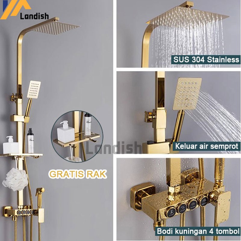 Jual Shower Kamar 4 in 1set Mandi Persegi Panas-Dingin Dengan Faucet ...