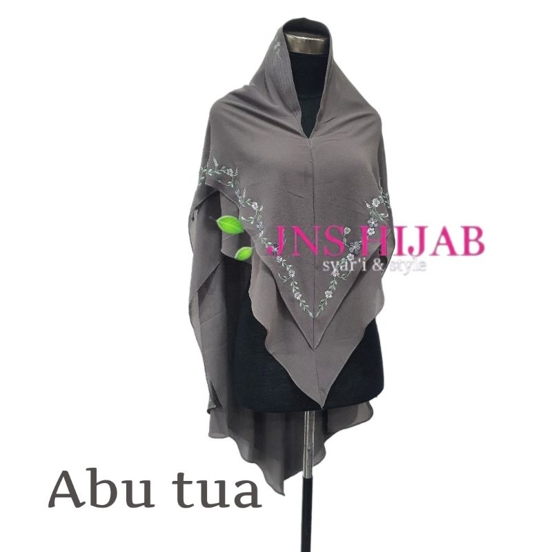 Hijab Almeera Bordir Jilbab Ceruty 2 Layer Bordir Khimar Bordir Size Standar By Jns Hijab