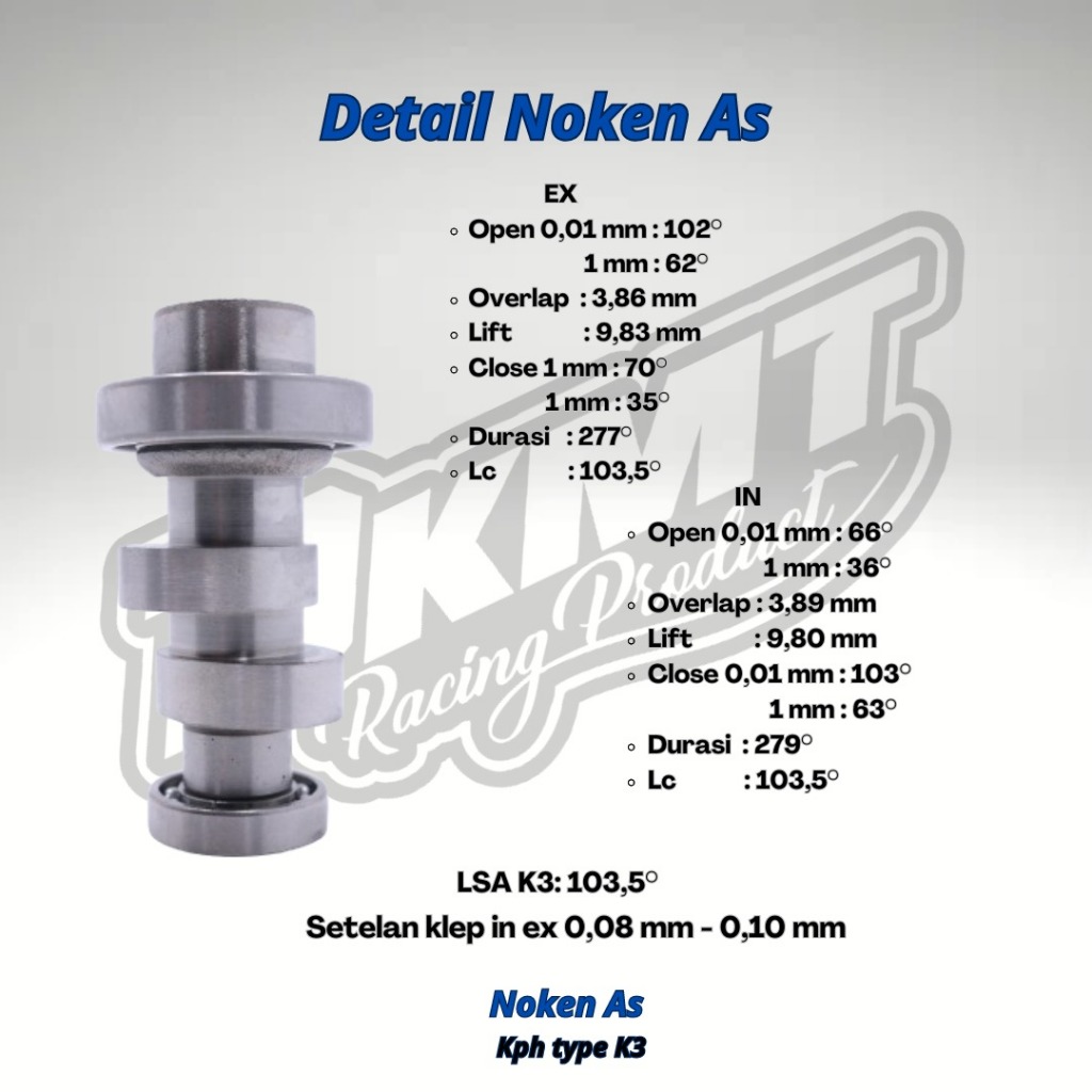Jual NOKEN AS RACING CAM SUPRA X 125 WAVE KHARISMA KPH KOMPETISI DKMT ...