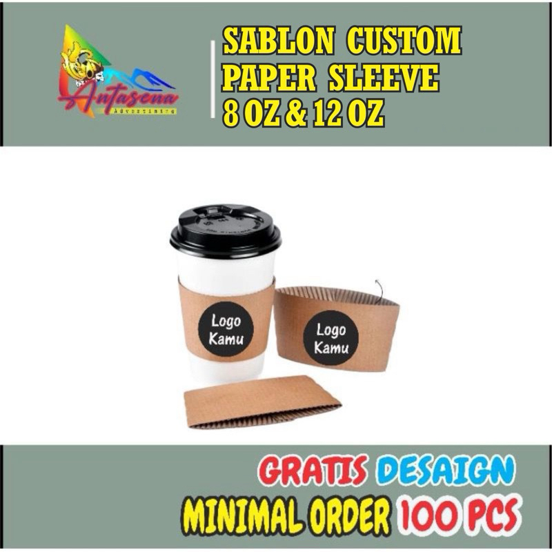 Jual Sablon 2-3 Warna Paper Sleeve Cup 8 Oz & 12 Oz Custom || Minimal ...