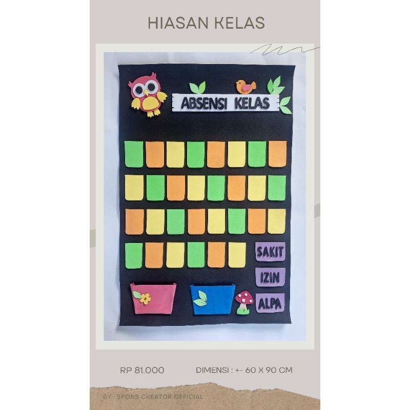 Jual PAPAN ABSENSI KREATIF 60X90 CM (Tanpa Stik Absen) | Shopee Indonesia